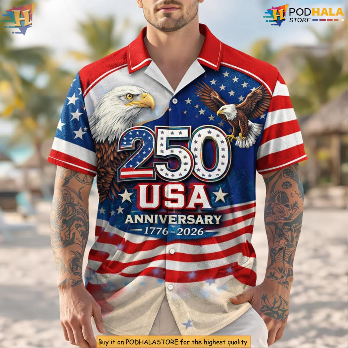 Gifts Patriotic Independence Hawaiian Shirt 2026 America 250th Fan Apparel