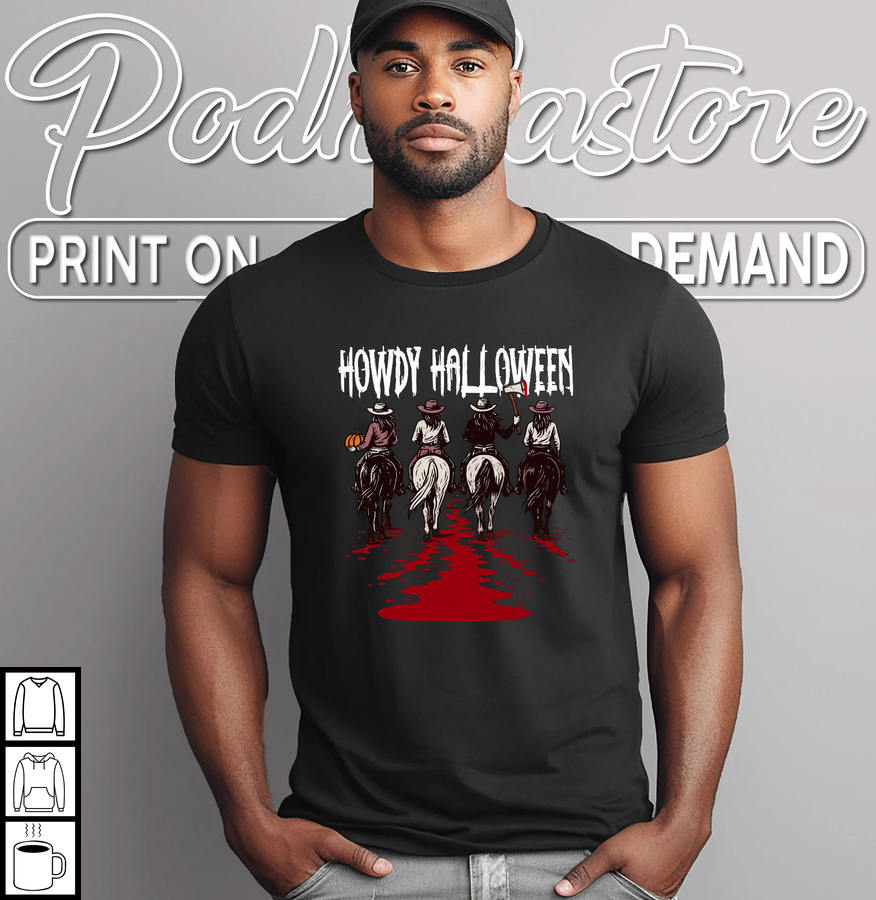 Girls Halloween Shirt With Western Riders, Howdy Halloween Scary Squad