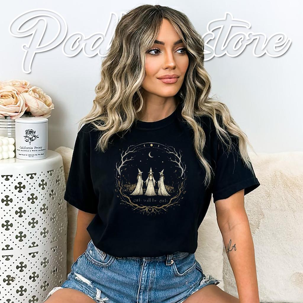 Girls Witch Feminist Womens Halloween Tshirt Witchy Apparel Graphic Girls Witch Feminist Womens Halloween Tshirt Witchy Apparel Graphic