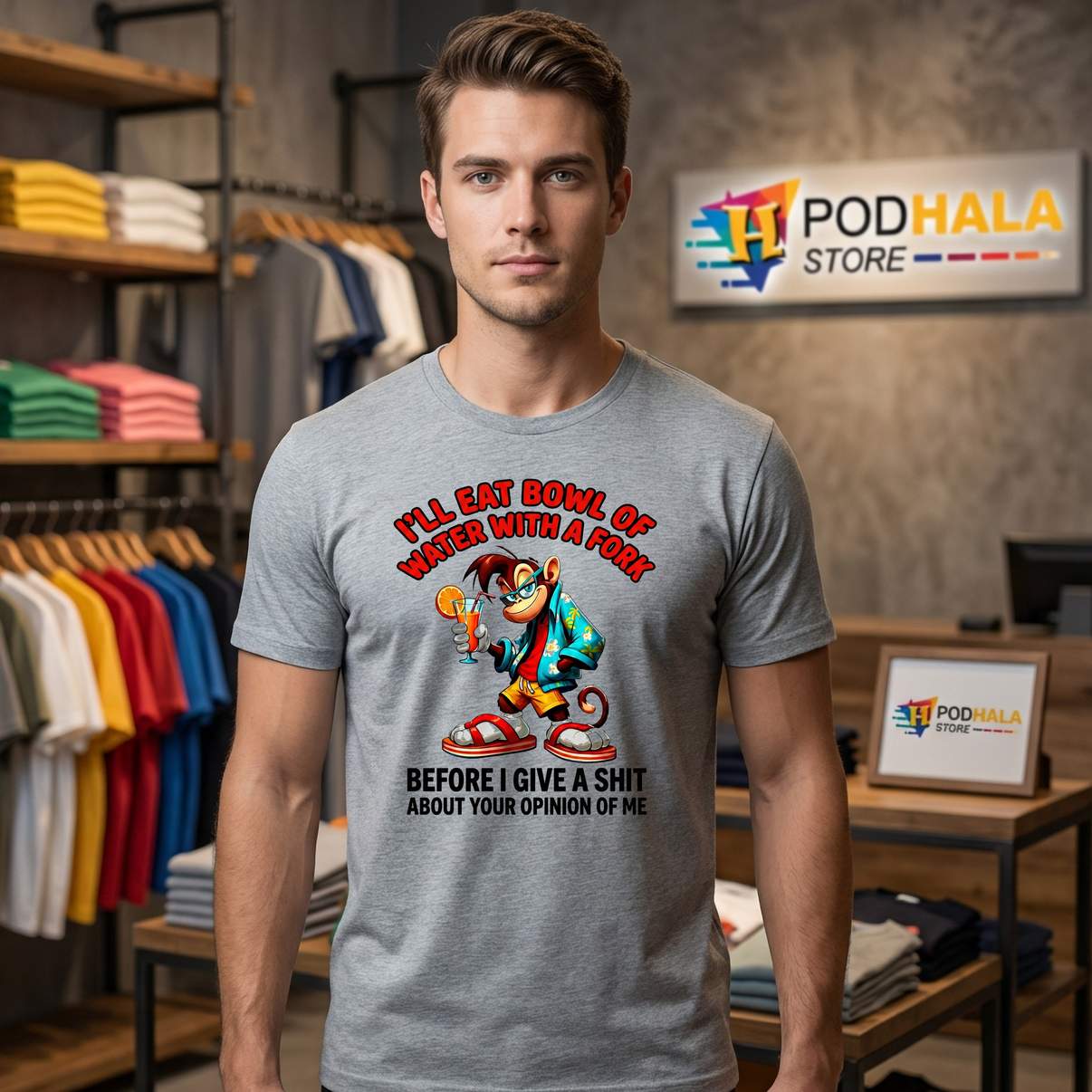 Give A Shit About Your Opinion Shirt Funny Monkey Meme Graphic Apparel Men