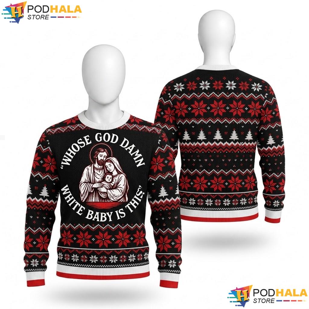God Damn White Baby Meme Christmas Sweater Funny Holiday Outfit Top