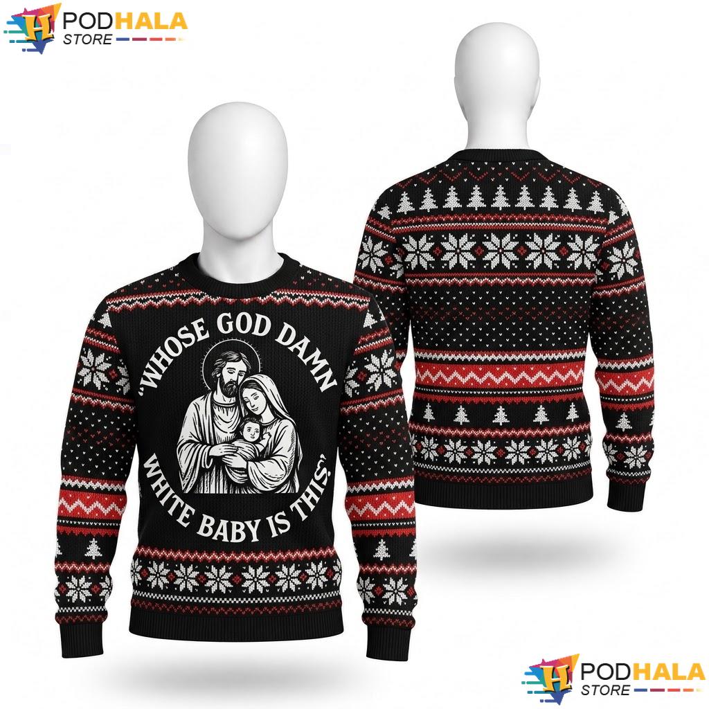 God Damn White Baby Meme Christmas Sweater Funny Xmas Holiday Top God Damn White Baby Meme Christmas Sweater Funny Xmas Holiday Top