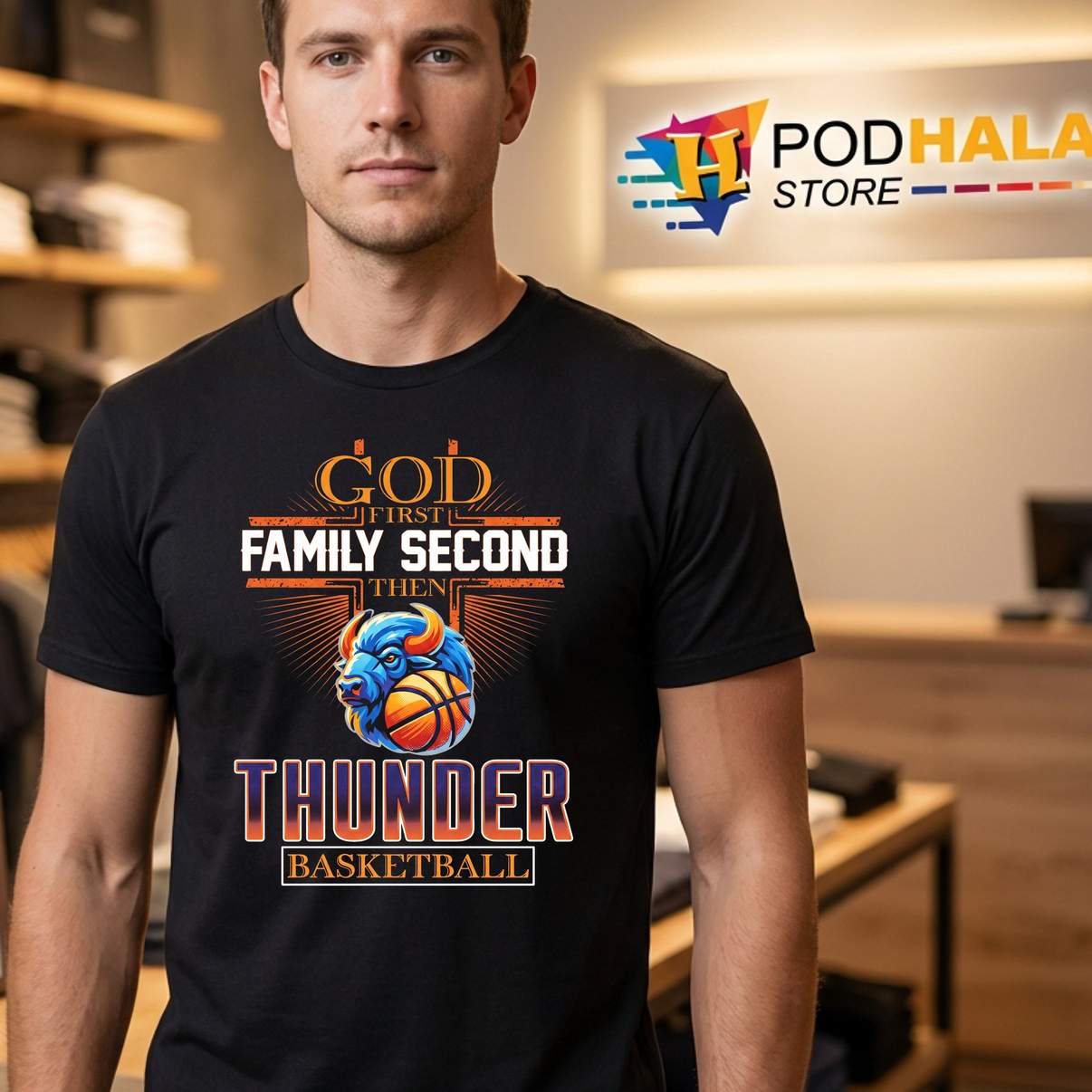 God First Family Second Fan Shirt Oklahoma City Thunder Basketball Mens God First Family Second Fan Shirt Oklahoma City Thunder Basketball Mens
