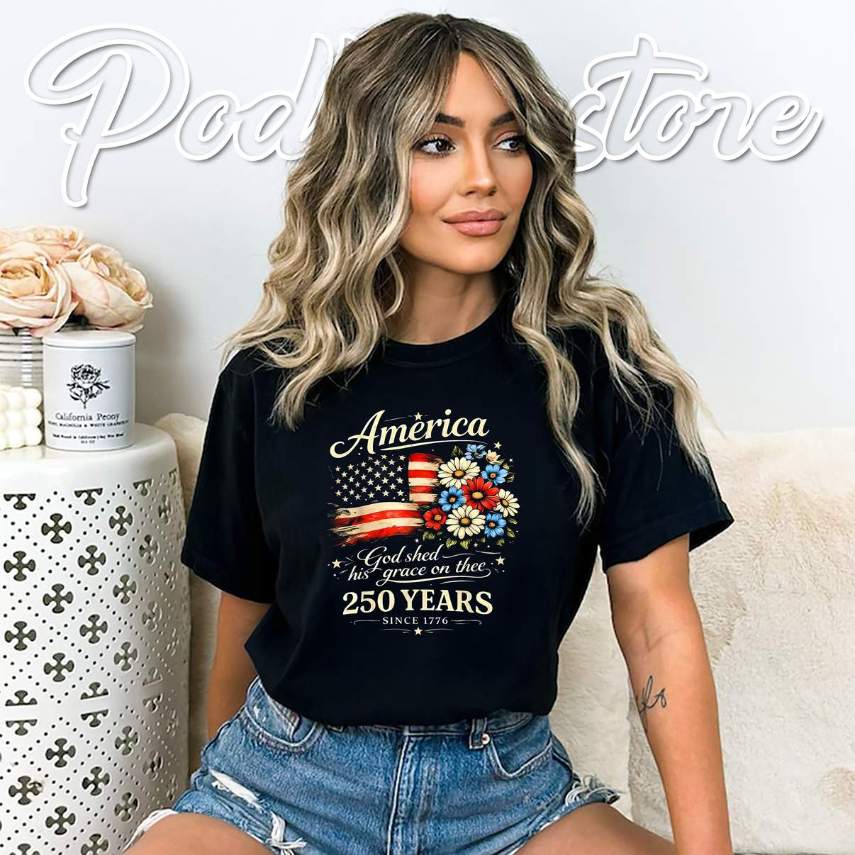 God Shed His Grace On Thee T-Shirt USA 250th Anniversary Fourth July God Shed His Grace On Thee T-Shirt USA 250th Anniversary Fourth July