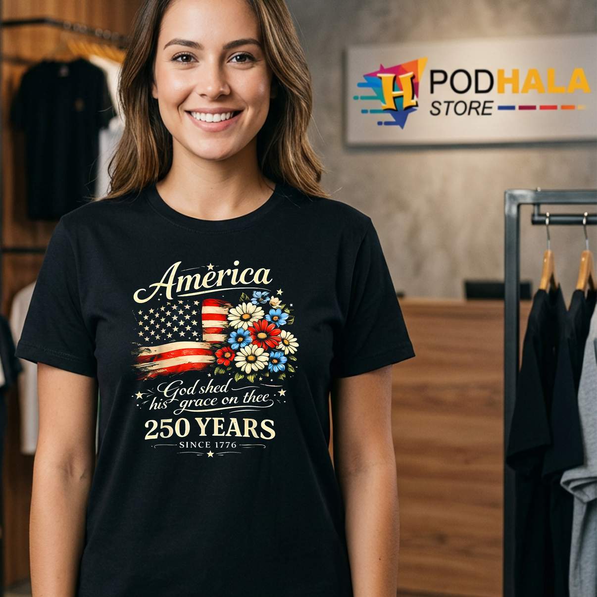 God Shed His Grace On Thee Tee USA 250th Anniversary Fourth July God Shed His Grace On Thee Tee USA 250th Anniversary Fourth July