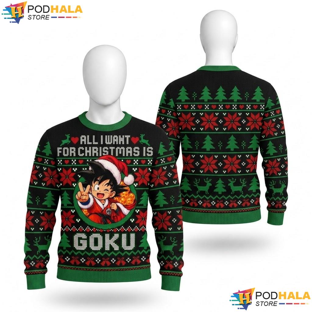 Goku Anime Playful Ugly Xmas Sweater Funny Festive Christmas Outfit Top