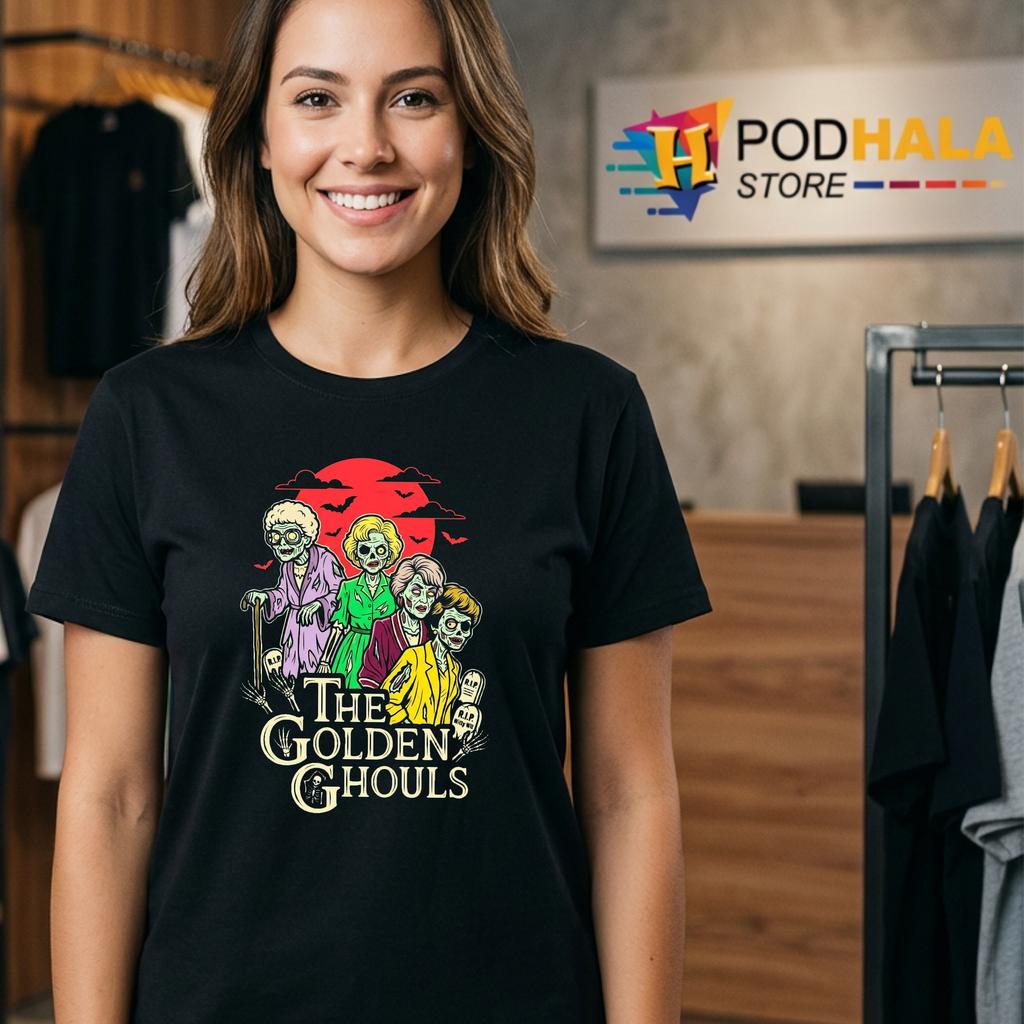 Golden Ghouls Retro Spooky Halloween Tee Funny Womens Apparel Top Golden Ghouls Retro Spooky Halloween Tee Funny Womens Apparel Top