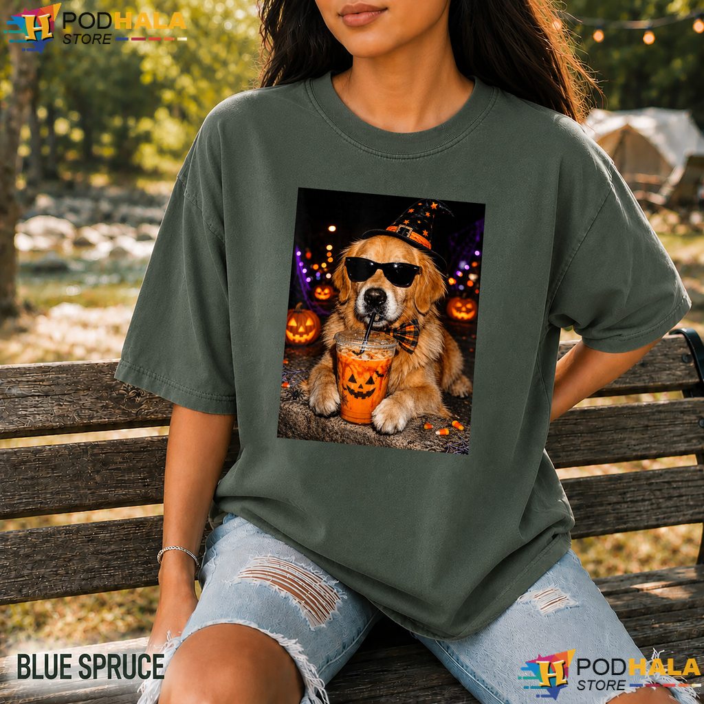 Golden Retriever Iced Coffee Comfort Colors Tshirt Funny Halloween Dog Top Golden Retriever Iced Coffee Comfort Colors Tshirt Funny Halloween Dog Top
