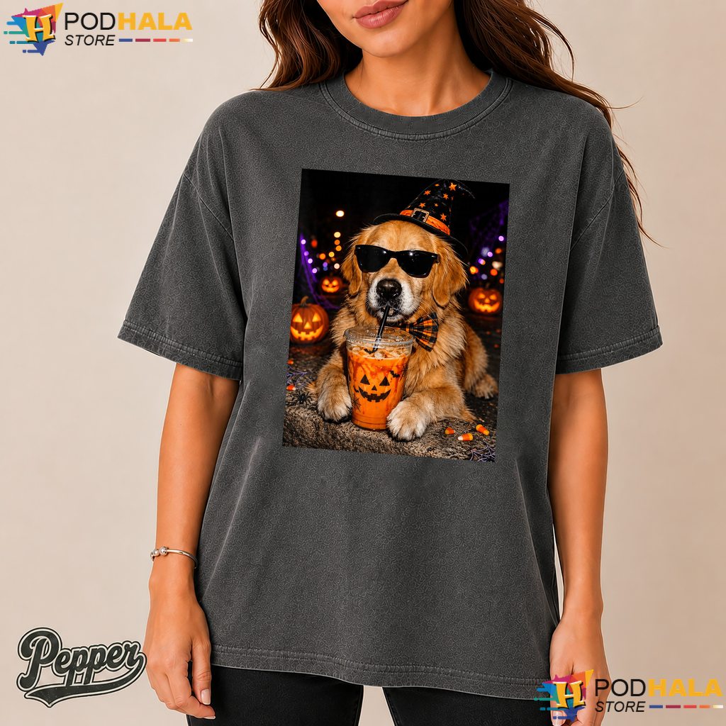 Golden Retriever Iced Coffee Comfort Colors Tee Funny Halloween Dog Top Golden Retriever Iced Coffee Comfort Colors Tee Funny Halloween Dog Top