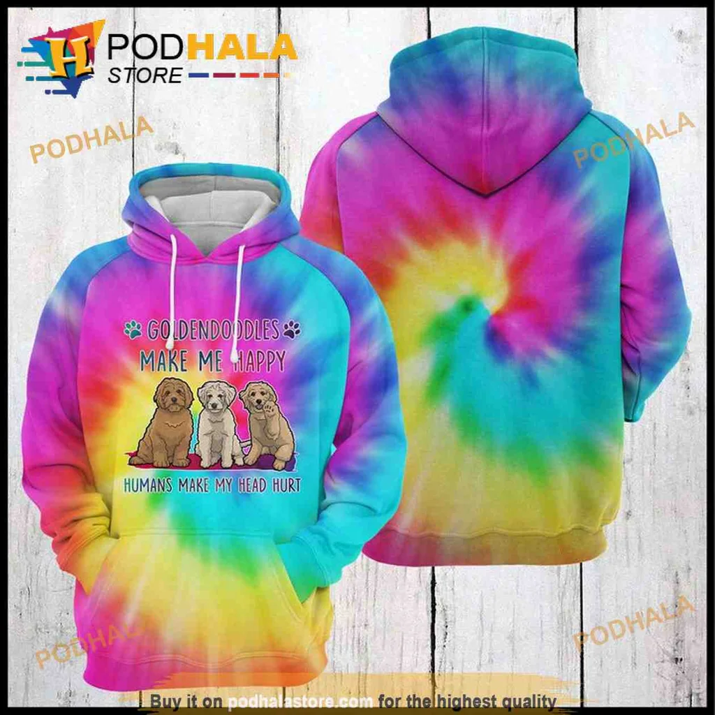 Goldendoodle Funny 3d Hoodie, Tie Dye Design With Humorous Quotes