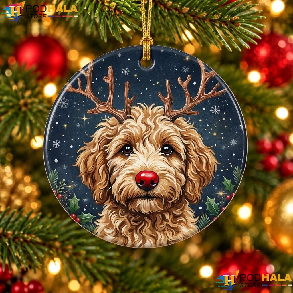 Goldendoodle Reindeer Christmas Ornament Dog Lover Doodle Mom Holiday
