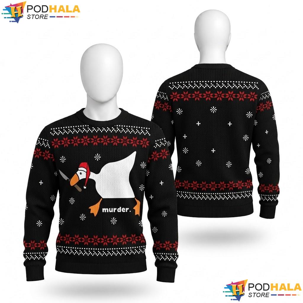 Goose Murder Ugly Christmas Sweater Funny Animal Xmas Holiday Party Top