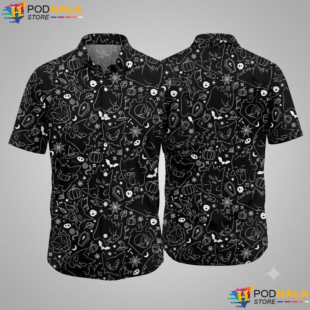 Gothic Gengar Button Up Shirt Dark Halloween Doodle Summer Outfit