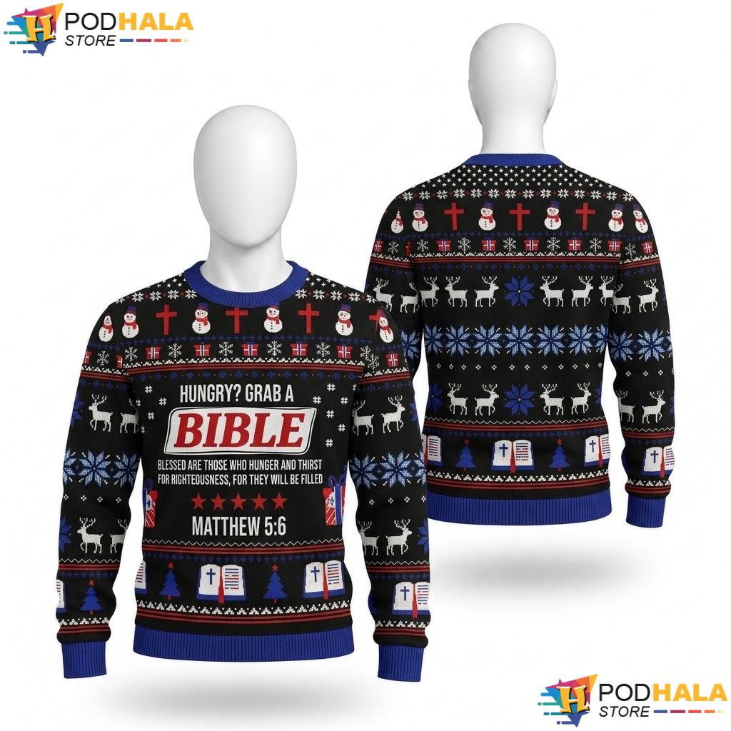 Grab Bible Ugly Christmas Sweater Humorous Matthew Holiday Mens Apparel