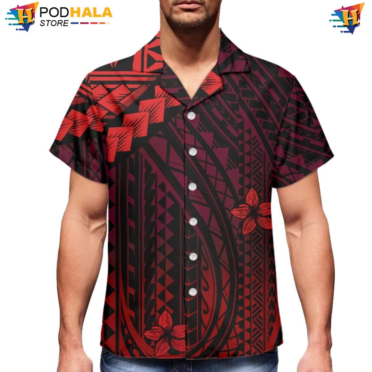 Graphic Plumeria Tropical Shirt Mens Polynesian Samoa Summer Beach Outfit Graphic Plumeria Tropical Shirt Mens Polynesian Samoa Summer Beach Outfit