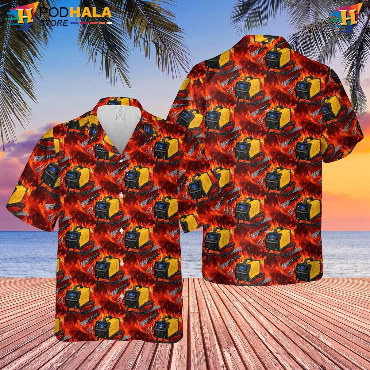 Graphic Welder Aloha Shirt Mens Button Down Welding Worker Beach Top Graphic Welder Aloha Shirt Mens Button Down Welding Worker Beach Top