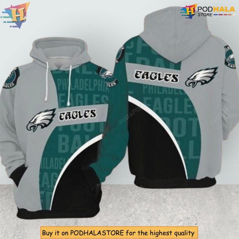 Gray Tone Edition Philadelphia Eagles Hoodie 3D NFL Football Design