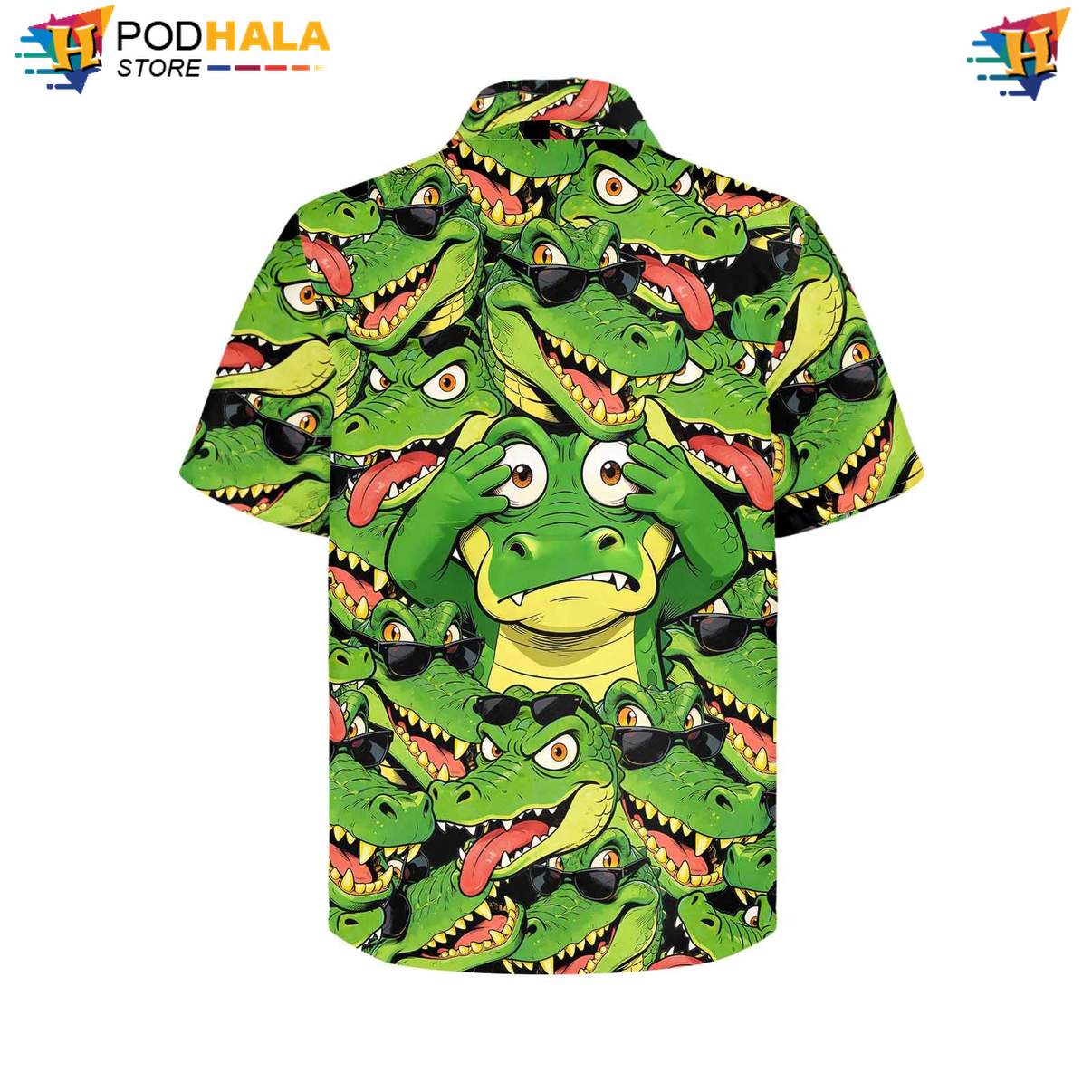 Green Alligator Tropical Shirt Mens Funny Summer Beach Party Holiday Outfit Green Alligator Tropical Shirt Mens Funny Summer Beach Party Holiday Outfit
