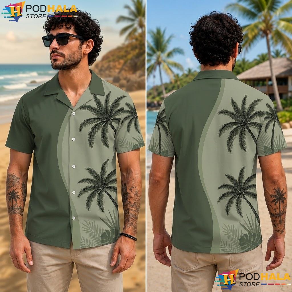 Green Palm Tree Tropical Shirt Tropical Graphic Mens Casual Summer Apparel Green Palm Tree Tropical Shirt Tropical Graphic Mens Casual Summer Apparel
