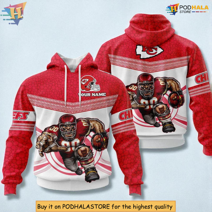 Gridiron Beast Custom Name Kc Chiefs Zip Up Hoodie, Personalized 3D