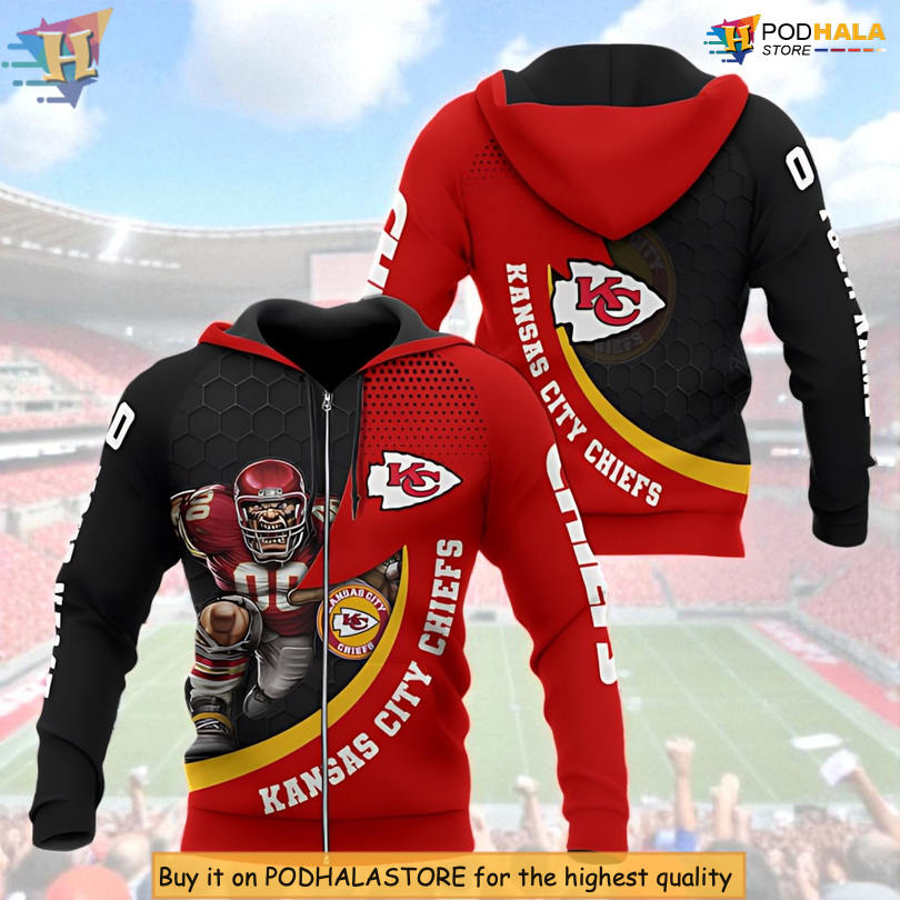 Gridiron Champion Personalized Kansas City Chiefs Youth Hoodie, Custom 3D Style