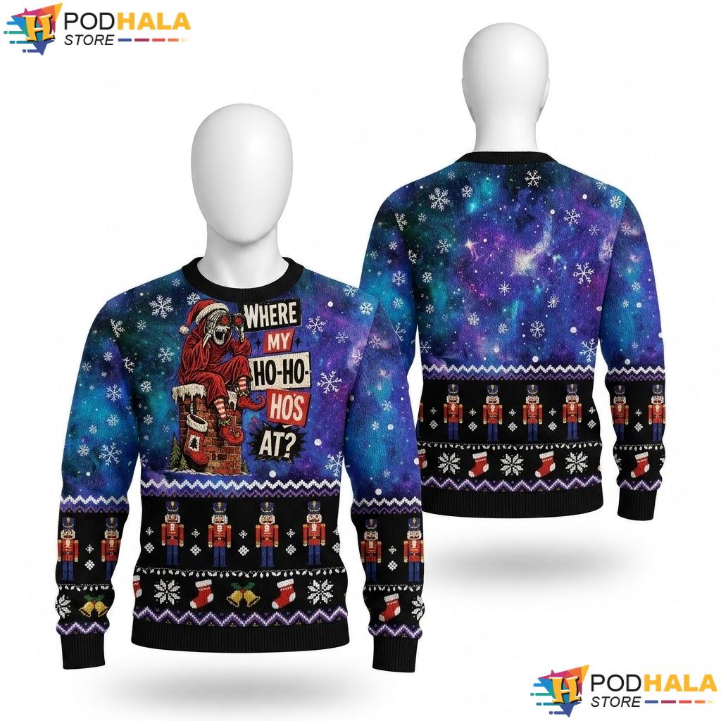 Grim Reaper Candy Cane Ugly Sweater Ho Ho Hos Funny Christmas Pullover