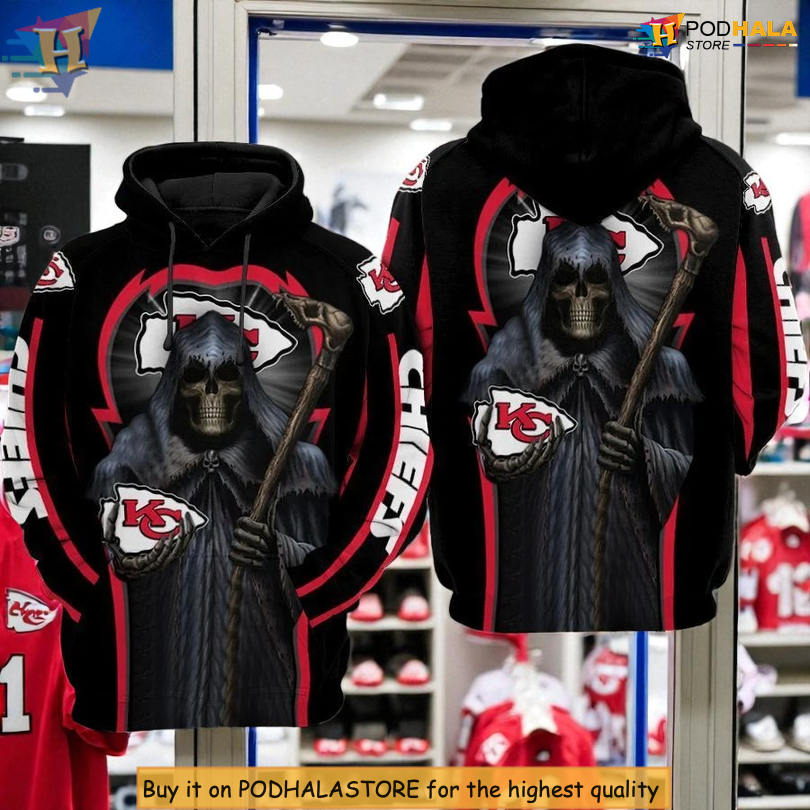 Grim Reaper Inspired Kansas City Chiefs Hoodie 3D, Custom Fan Edition