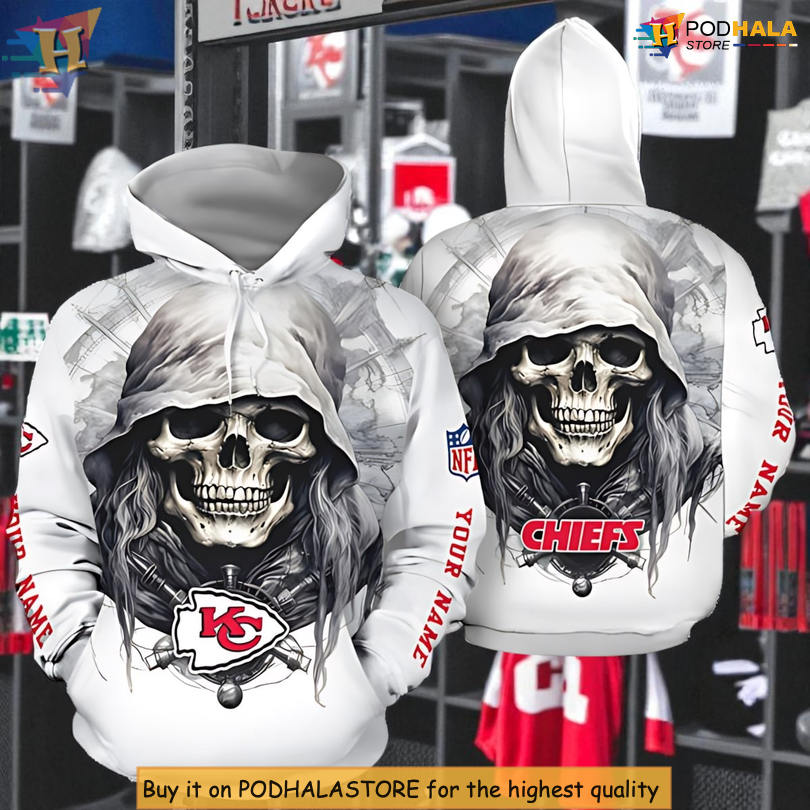 Grim Reaper Style Kansas City Chiefs 3D Hoodie, Personalized Fan Gear