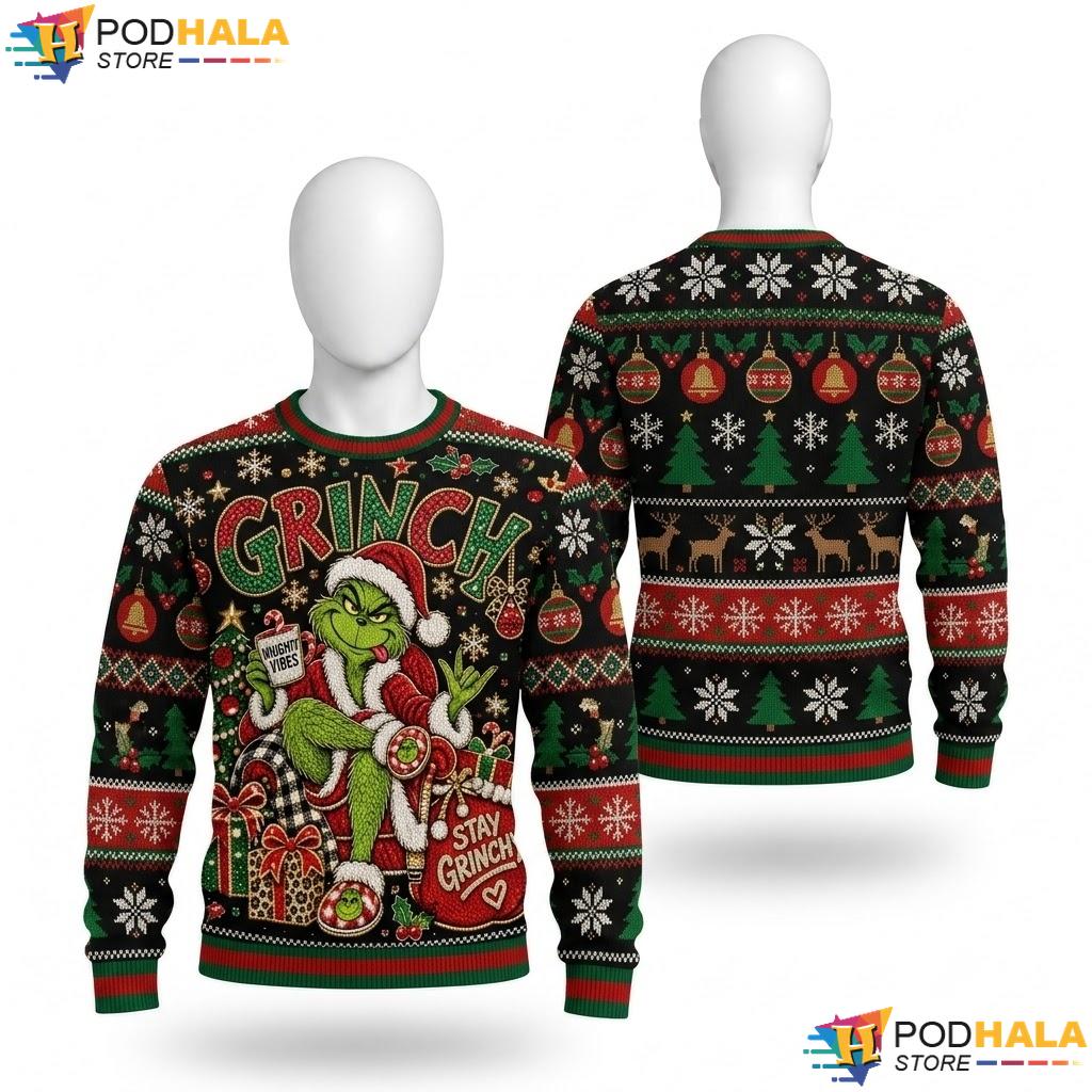 Grinch Personalized Green Ugly Christmas Sweater Playful Xmas Gifts Top