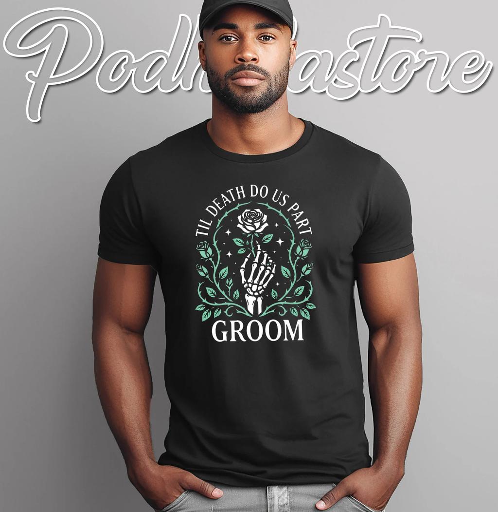 Groom Bride Death Skeleton Gothic T-Shirt Halloween Couples Outfit