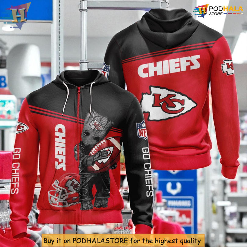 Groot Game Day Graphic Kansas City Chiefs All Over Print Hoodie, 3D