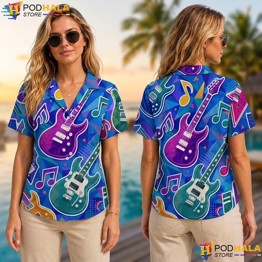 Guitar Music Note Aloha Shirt Vibrant Musical Lover Casual Apparel Guitar Music Note Aloha Shirt Vibrant Musical Lover Casual Apparel
