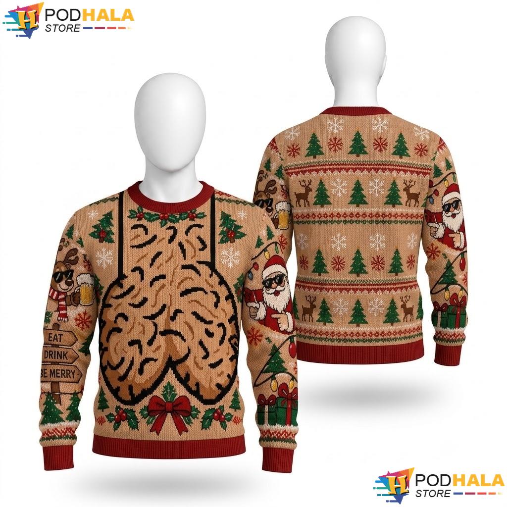 Hairy Chest Playful Mens Ugly Xmas Sweater Funny Christmas Humor Outfit