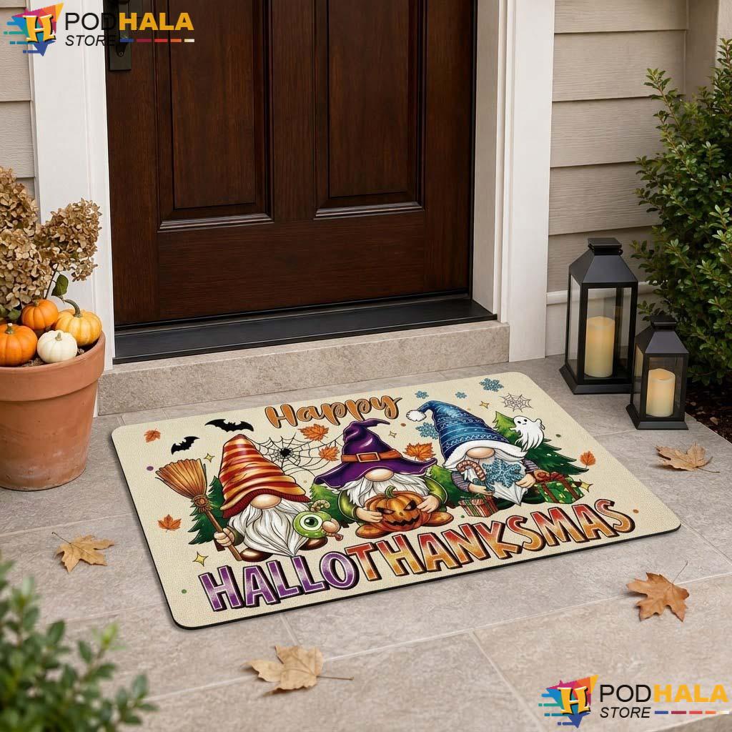 Hallothanksmas Gnome Fall Doormat Cute Thanksgiving Welcome Entrance Rug Decor - View 1 Hallothanksmas Gnome Fall Doormat Cute Thanksgiving Welcome Entrance Rug Decor - View 1