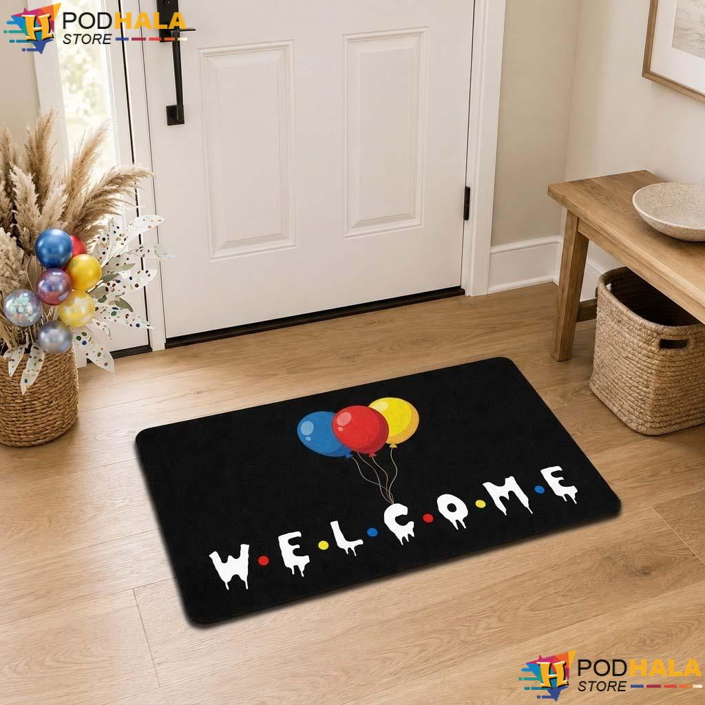 Halloween Balloon Welcome Doormat Cute Colorful Non Slip Entrance Rug Home Decor