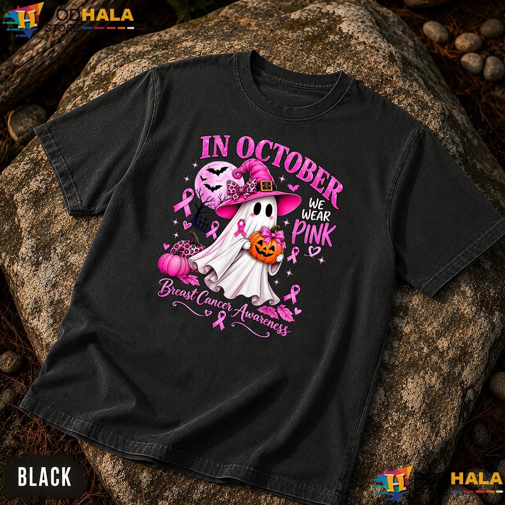 Halloween Ghost Witch Comfort Colors Shirt October Breast Cancer Pink