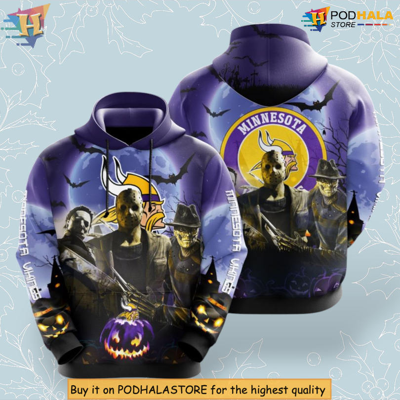 Halloween Horror Concept Minnesota Vikings Pullover Hoodie Spooky 3D Style