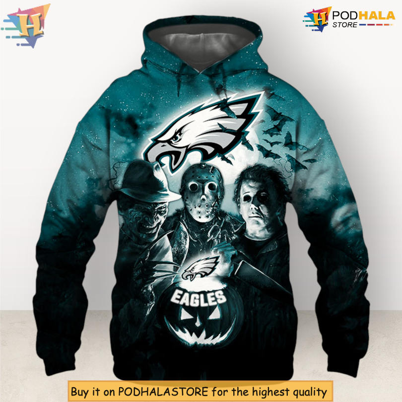 Halloween Horror Night Theme Philadelphia Eagles Retro Hoodie Gift 3D