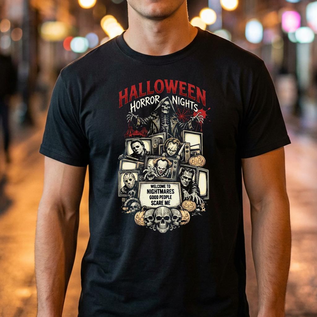 Halloween Horror Nights Movie Tshirt Vintage Horror Fan Gift Apparel Halloween Horror Nights Movie Tshirt Vintage Horror Fan Gift Apparel