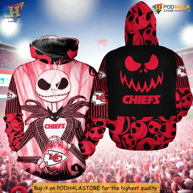 Halloween Jack Skellington Kansas City Chiefs Full Zip Hoodie, Fleece Edition