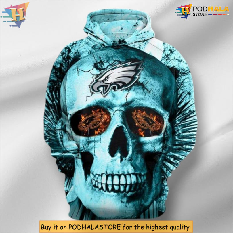 Halloween Tribute Philadelphia Eagles Hoodies For Men Skull 3D Print