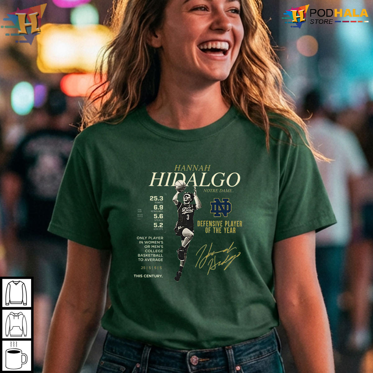 Hannah Hidalgo Notre Dame Defensive Player of the Year NCAA Basketball T-Shirt
