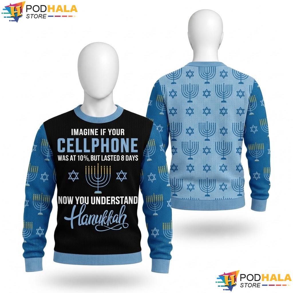 Hanukkah Chanukah Jewish Christmas Sweater Funny Cellphone Top