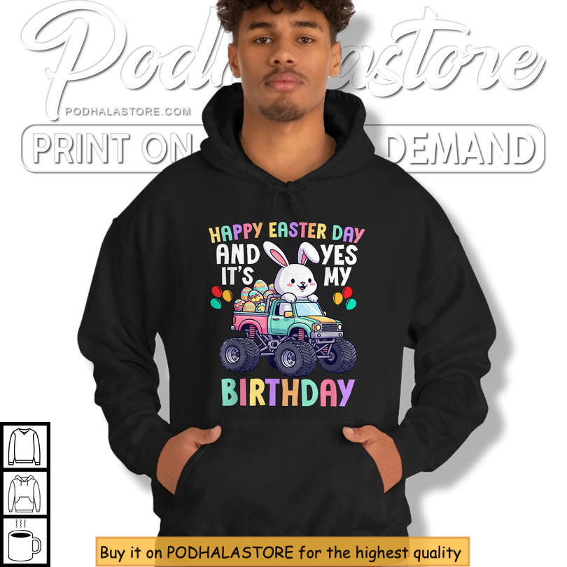 Happy Easter Birthday Monster Truck Gift Easter Shirts For Kids Boys Party Tee