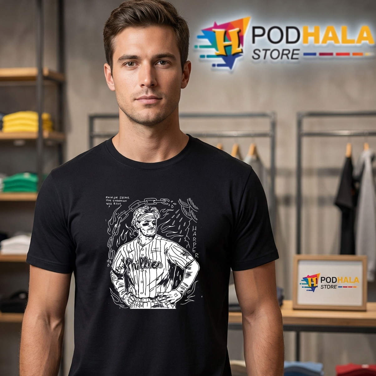 Harper Rain Or Shine Shirt The Showman Will Rise Baseball Fan Graphic Art
