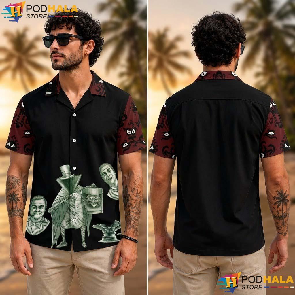 Gothic Mansion Halloween Aloha Shirt Hitchhiking Ghosts Party Shirt Gothic Mansion Halloween Aloha Shirt Hitchhiking Ghosts Party Shirt