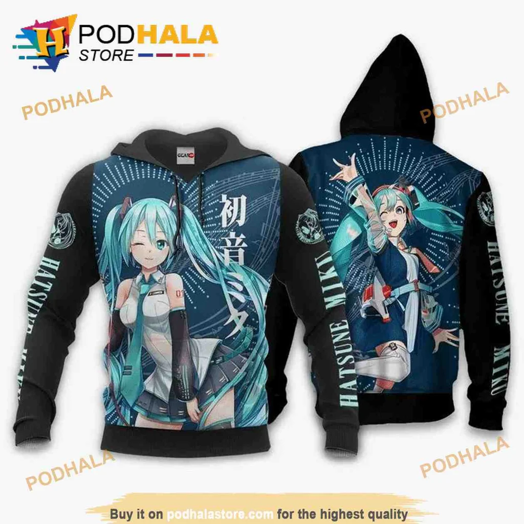 Hatsune Miku Vocaloid 3d Hoodie With Vibrant Anime Design