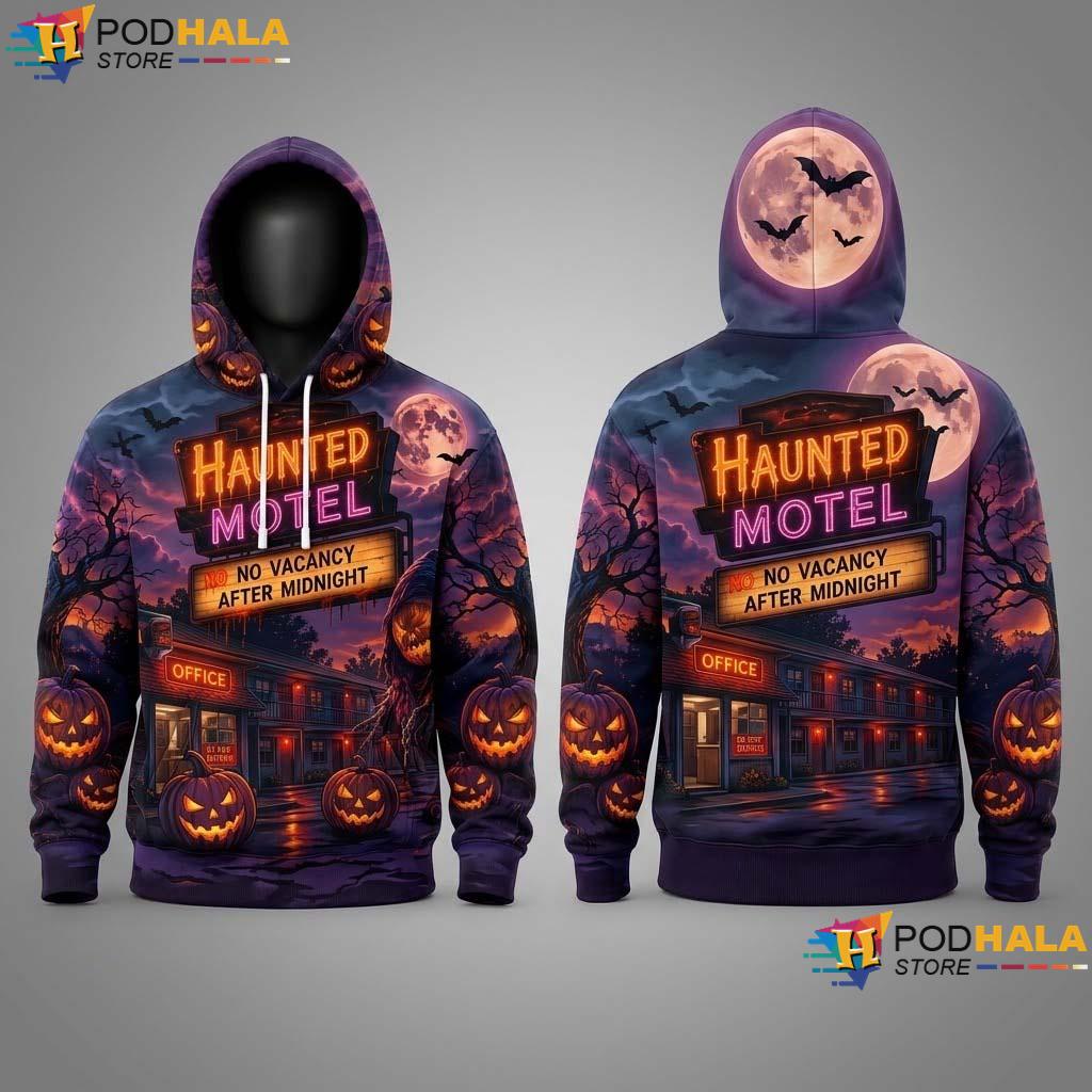 Haunted Motel Halloween 3D Printed Hoodie Mask Pumpkin Horror Scary Top