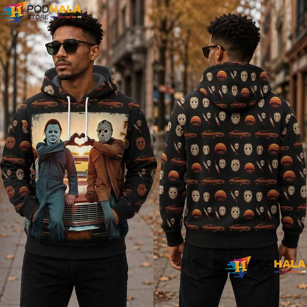 Heart Hands Halloween All Over Print Hoodie Spooky Horror Movie Character Gift Top Heart Hands Halloween All Over Print Hoodie Spooky Horror Movie Character Gift Top