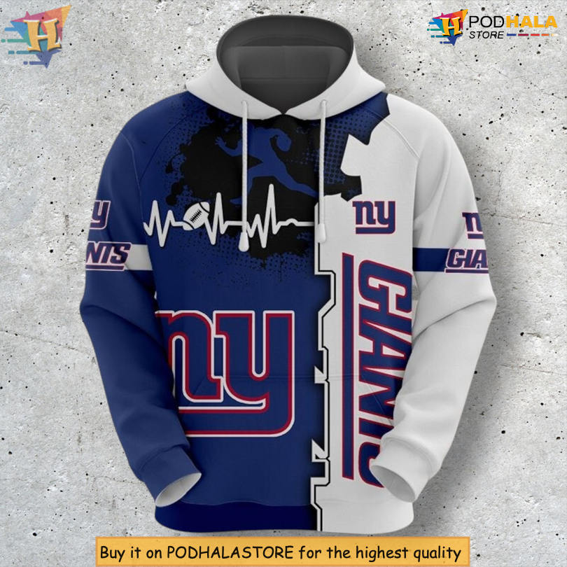 Heartbeat Graphic Theme New York Giants Womens Hoodie Zip Hoodie For Fans
